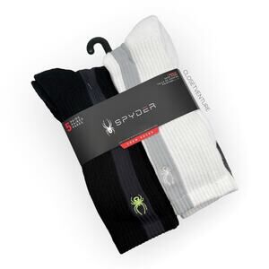 Spyder Crew White Black Grey 5 Pairs Per Pack Socks Men’s Size 6-12